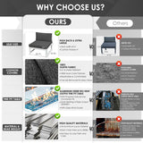 RADIATA 9 Pieces Aluminum Patio Furniture with Fire Pit Conversation Set with 29'' Large Depth Seat Outdoor Luxury Sofa Set (Dark Gray with White Aluminum) RADIATA