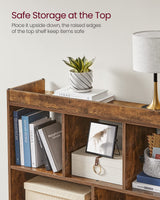 VASAGLE Bookcase, Bookshelf, Freestanding Storage Unit, 8 Open Compartments, Used Horizontally, Vertically, Upside Down, 11 x 35.4 x 39.4 Inches, for Living Room, Study, Office, Rustic Brown ULBC55BX VASAGLE