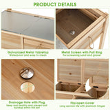 Giantex Potting Bench Outdoor Wooden Planting Table with Flip-open Galvanized Metal Tabletop, Planting Box, Open and Hidden Storage Space and 5 Hangers, Patio Gardening Station Giantex