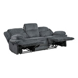 Lexicon Manual Double Reclining Sofa, Corduroy Manual Wall Hugger Recliner Couch, Pillow Top Arms, Plush Foam Cushions Over Pocket Coils, Cozy Reclining Sofa for Living Room, Dark Gray Lexicon