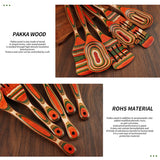Wooden Spoons for Cooking, WOSPONFAN Kitchen Utensils Set, Pakkawood Kitchen Cooking Utensils Set, Apartment Essentials Wood Serving Spatula spoon, Salad Tongs, Home & kitchen Gift for Women wosponfan