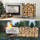 5.3ft Outdoor Indoor Firewood Rack Holder for Fireplace Wood Storage, Adjustable Fire Log Stacker Stand, Heavy Duty Logs Stand Stacker Holder for Fireplace Metal Lumber Storage Carrier Organizer NANANARDOSO