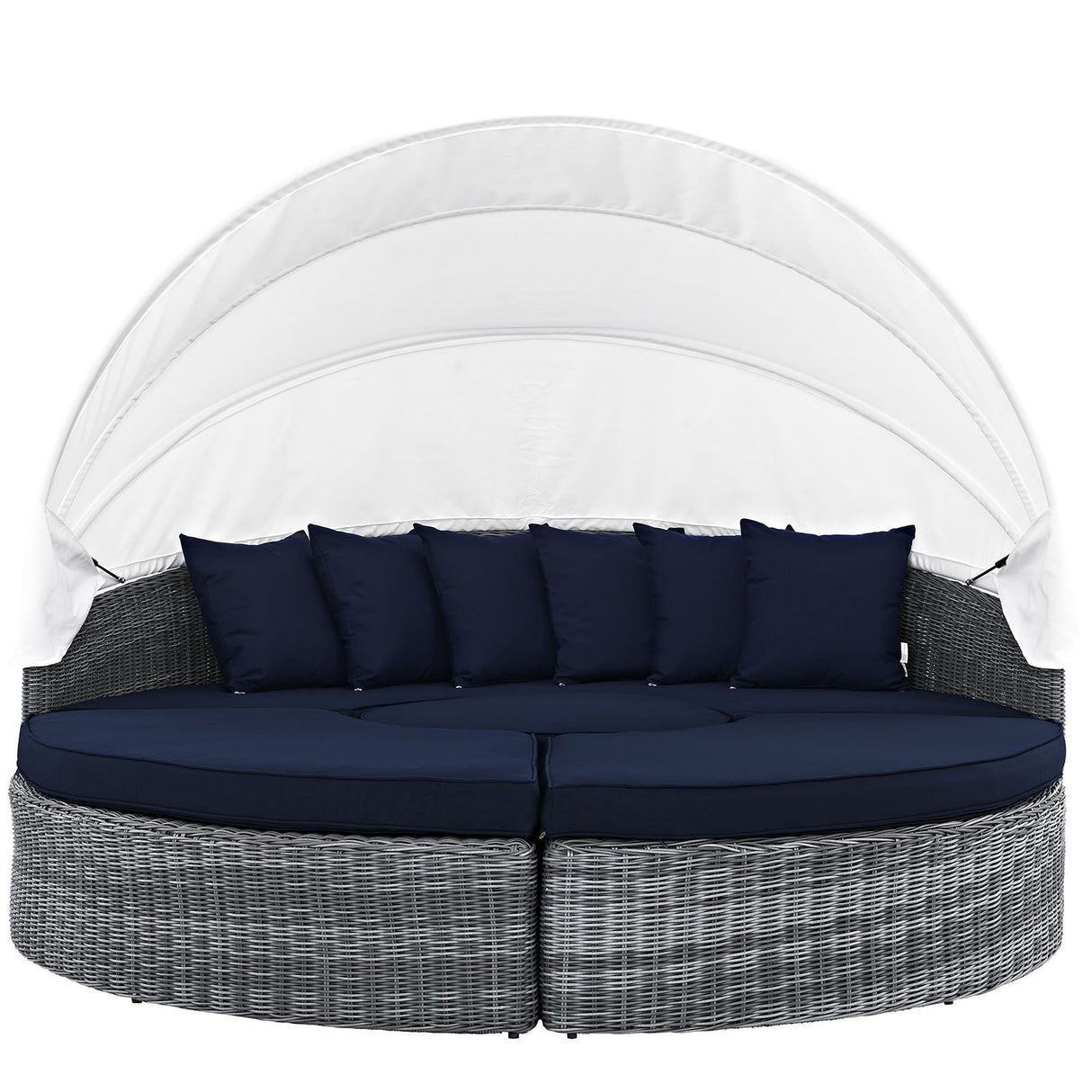 Modway Summon Outdoor Patio Daybed with Canopy and Sunbrella Cushions in Canvas Navy Modway