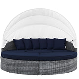 Modway Summon Outdoor Patio Daybed with Canopy and Sunbrella Cushions in Canvas Navy Modway