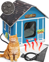 Heated Cat House for Outside - Heated Outdoor Cat House Weatherproof - Cat Houses for Outdoor Cats - Outdoor Heated Cat House - Heated Cat Houses for Outdoor Cats - Waterproof Outdoor Cat Shelter PETYELLA