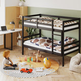 KOMFOTT Espresso Twin Over Twin Wood Bunk Bed with Ladder & Safety Guardrail KOMFOTT