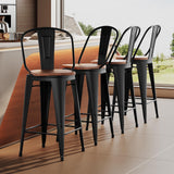 Aklaus Swivel Metal Bar Stools with Backs Counter Stools Set of 4 Counter Height Stools High Back Bar Chairs 24 Inch Barstools Farmhouse Matte Black Aklaus