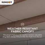 Sunjoy Outdoor Pergola 12 x 14 ft. with Adjustable Sun Shade Canopy for Backyard and Garden Shade, Patio Modern White Steel Frame Grape Trellis Pergolas, Light Gray by SummerCove SummerCove