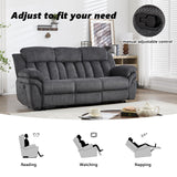 CANMOV Recliner Sofa Set, Manual Reclining Sofa with Overstuffed Armrest for Living Room,Bedroom Furniture,Office,3 Seat Grey CANMOV