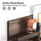 Lwenki Mail Organizer for Wall Mount – Key Holder with Shelf Includes Letter Holder and Hooks for Coats, Dog Leashes – Rustic Wood with Flush Mounting Hardware (16.5” x 8.7” x 3.5”) Lwenki