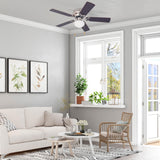 Prominence Home Alvina Traditional 42 Inch Ceiling Fan with Light, LED Flush Mount Ceiling Fan, Indoor Fan with 5 Blades, Walnut Brown and Maple Brown Blade Finish Options, Satin Nickel (80029-01) Prominence Home