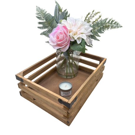 Admired By Nature 1 unit 12"L Rustic Small Wooden Crate, Gift Basket, Decorative Tray, Storage Organizer, Farmhouse Style Decor, Wood Storage Crates Container, Decorative Display Trays For Home Décor Admired By Nature