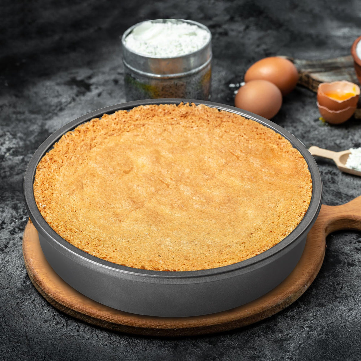 9 Inch Round Cake Pan, Nonstick Bakeware Set, Baking Pan with Diamond Texture Pattern, Set of 2 Tiawudi