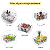 Wire Baskets for Organizing Household 4 Pack Pantry Baskets For Storage Pantry Wire Black Metal Storage Bins Beimu
