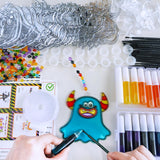 Winlyn 30 Sets Halloween Suncatchers Ornaments Decorations DIY Window Paint Art Suncatchers Halloween Craft Kits Jack-O'-Lantern Ghost Spider Sun Catchers for Kids Classroom Activities Art Project Winlyn