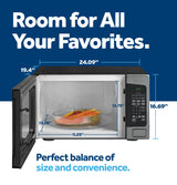 GE Countertop Microwave Oven, 1,200-watt Capacity, 2.0 Cubic Ft., 8 Auto Setting Cooking Settings, Child-Lock Technology, Kitchen Essentials for the Countertop, Dorm Room or Apartment, Satinless Steel GE