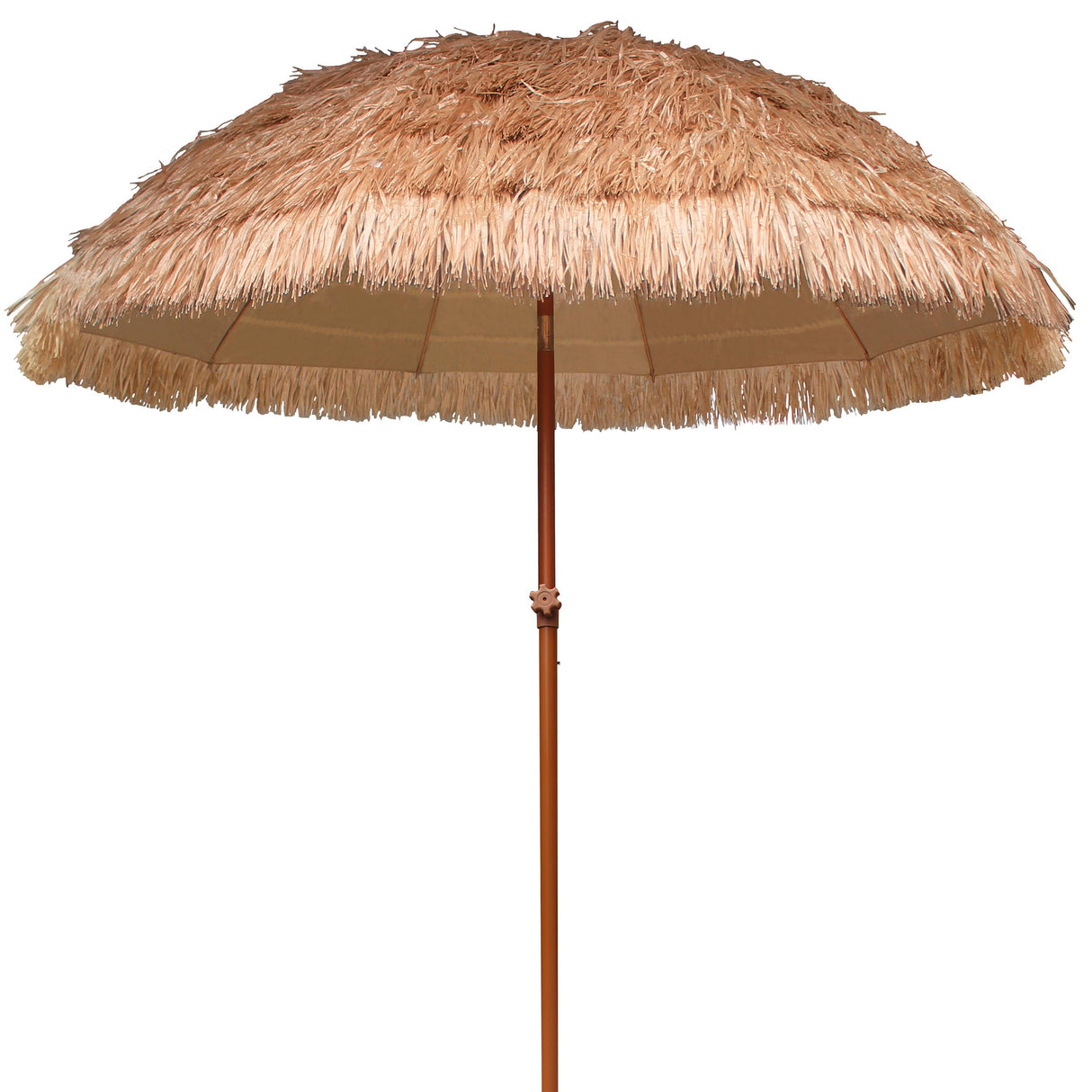 AMMSUN 7.5ft Hula Thatched Tiki Patio Beach Umbrella Hawaiian Style 10 Ribs UPF 50+ with Tilt Carry Bag for Outdoor Tiki Bar, Tropical Palapa, Patio Garden Beach Pool Backyard Natural Color AMMSUN