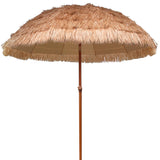 AMMSUN 7.5ft Hula Thatched Tiki Patio Beach Umbrella Hawaiian Style 10 Ribs UPF 50+ with Tilt Carry Bag for Outdoor Tiki Bar, Tropical Palapa, Patio Garden Beach Pool Backyard Natural Color AMMSUN