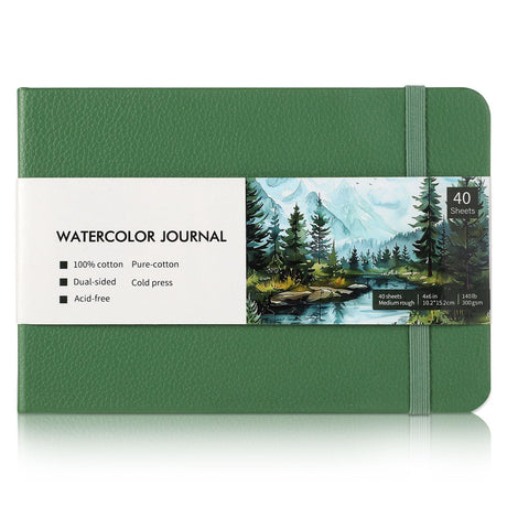 40 Sheets Watercolor Journal 4x6in, 140 lb/300 GSM Watercolor Sketchbook Cold Press Watercolor Paper Watercolor Notebook for Art Painting, Drawing, Mixed Media Prudiut