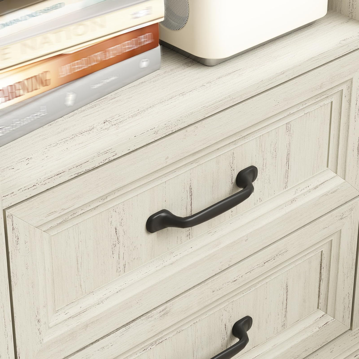 CARPETNAL 20" Farmhouse Nightstand, End Table with 2 Large Drawers & Open Storage, Side Table, Bedside Cabinet for Bedroom, Living Room, White CARPETNAL