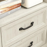 CARPETNAL 20" Farmhouse Nightstand, End Table with 2 Large Drawers & Open Storage, Side Table, Bedside Cabinet for Bedroom, Living Room, White CARPETNAL