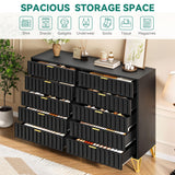 YITAHOME Fluted Dressers, 5 Drawer Dressers & Chests of Drawers, Metal Modern Dresser for Room, Entryway, Hallway, Black YITAHOME