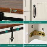 YITAHOME Farmhouse Buffet Cabinet with Storage, 59" Sideboard Cabinet w/Sliding Barn Doors and 4 Drawers, Kitchen Cabinets for Living Room, White Oak YITAHOME