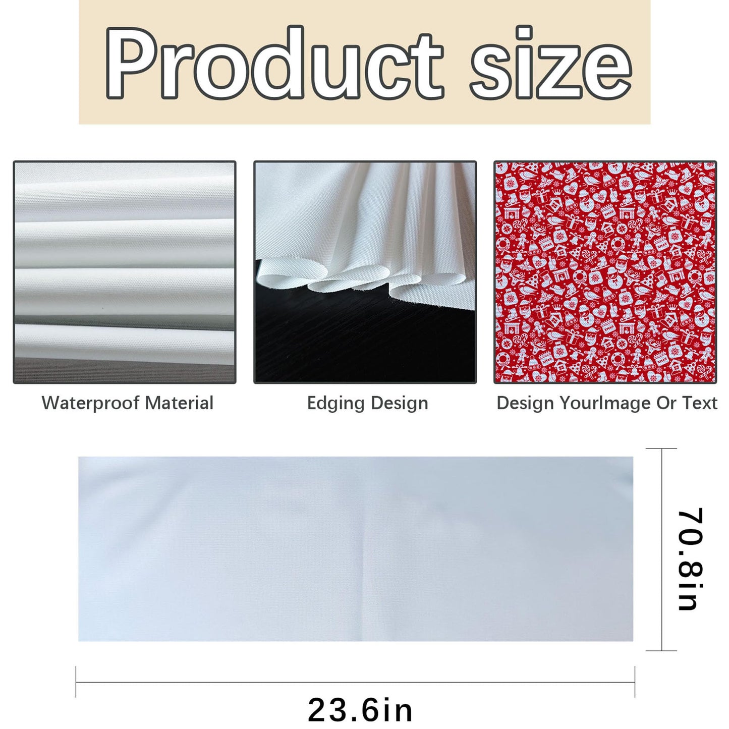 1 PCS Sublimation table banner 72" x 24" White 100% polyester table runner Sublimation Blanks personalized table runner with logo,Table Decor, Party Decor, Vendor Booth, Blank Banner (1 PCS)