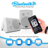 Pyle 6.5 Inch Wall Mount Waterproof Speaker System for Indoor or Outdoor Wireless Bluetooth Surround Sound System, White (2 Pack) Pyle