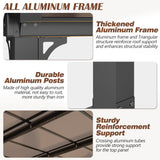 Raysfung 12 x20FT Outdoor Wall-Mounted Hardtop Gazebo, Aluminum Frame Lean to Gazebo with Polycarbonate Roof and Curtains for Patio, Garden, Deck Raysfung