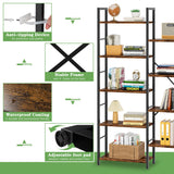 Meilocar Triple Wide 5 Tier Bookshelf, Book Shelf with 14 Open Display Shelves, Free Standing Bookcase with Adjustable Shelves for Home Office, Living Room, Bedroom, Rustic Brown Meilocar