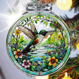Hummingbird Stained Glass Ornament - Hanging Ornaments for Christmas Tree, Christmas Ornaments Xmas Decorations, Holiday Keepsake Present Exchange Ideas Aestas