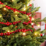 2 Pcs/ 16.4 Feet Christmas Wood Bead Garland Rustic Christmas Wooden Beads Decorative Christmas Tree Wood Beaded Garland Decor Farmhouse Boho Ornaments for Christmas Decoration Supplies (Dark Red) Yinder