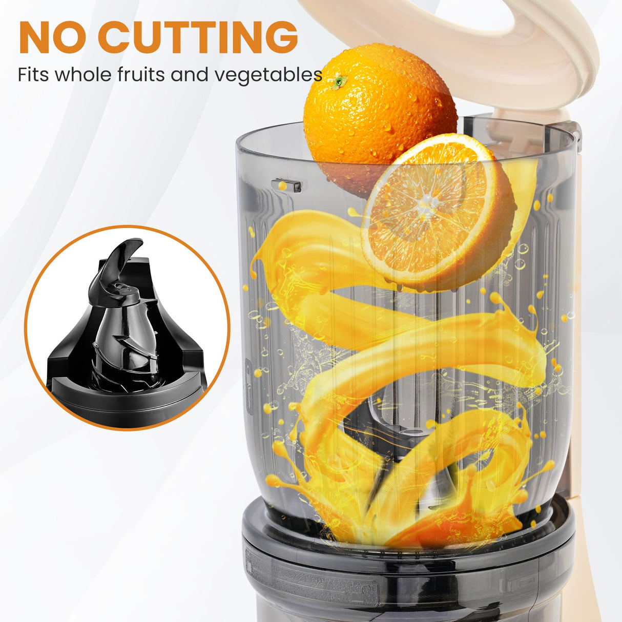 Pukomc Juicer Machines, Cold Press Juicer with 4.1'' Large Feed，Slow Masticating Machines Chute Fit Whole Vegetable And Fruit，High Juice Yield Juicer Easy to Clean Pukomc