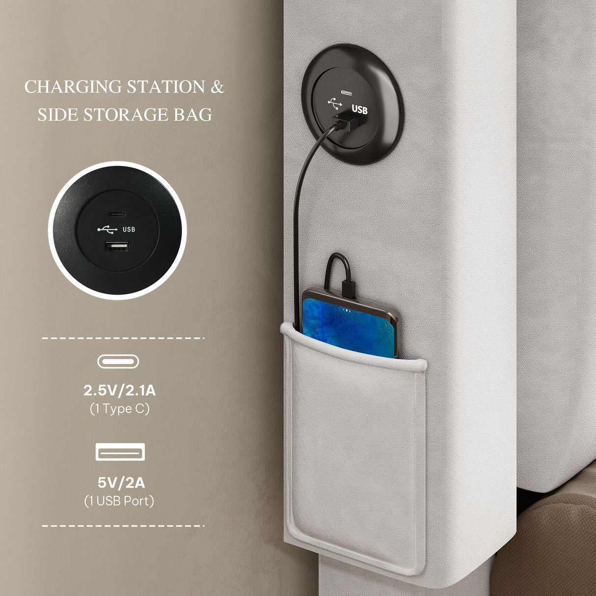 YITAHOME Queen Size Bed Frame with Adjustable Headboard, 4 Storage Drawers and RGB LED Lights, Velvet Upholstered Platform Bed with USB Ports, No Box Spring Needed, Fast Assembly, Noise-Free, White YITAHOME