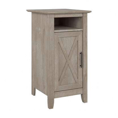 Bush Furniture Key West Nightstand with Door, Washed Gray - WoodArtSupply