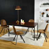 Homy Casa 5 Piece Mid-Century Modern 59" Rectangular Table & Chair Set for Dining Kitchen Room, 4 Upholstered Swivel Chairs in Suede Brown Homy Casa