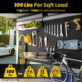 AQOVOR Slat Wall Paneling 4x8 FT, PVC Slat Wall Panels Heavy-Duty Garage Organization System with Hooks & Accessories, Slatwall Pegboard Suitable for Home、Garage、Shop Display & Organization (Black) AQOVOR