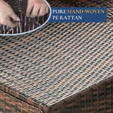 FHFO 7 Piece Outdoor Wicker Patio Furniture Set, Rattan Sectional Sofa Couch, Patio Conversation Set with Cushion & Coffee Table, for Backyard Poolside Porch Garden, Brown-Beige FHFO