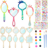30 Pcs DIY Wooden Mirror Craft Decorate You Own Princess Wooden Hand Mirrors Princess Mirrors for Girls Crafts Paint Princess Party Decorations Birthday Gifts Parent-Child Games Drayear