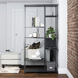 REALROOMS Shadwick 6-Shelf Metal Bookcase Room Divider for Living Room or Bedroom, Black REALROOMS