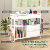 Craft Organization and Storage cart,Gift wrap Organizer Storage,Wrapping Paper cart,Wrapping Station (3 Wooden Drawers) Anrigeail