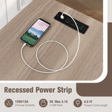 COSTWAY L Shaped Desk with Charging Station, 55” Reversible Corner Computer Desk with Mesh Storage Shelves, CPU Stand, 2 Person Gaming Desk Computer Workstation for Home Office COSTWAY