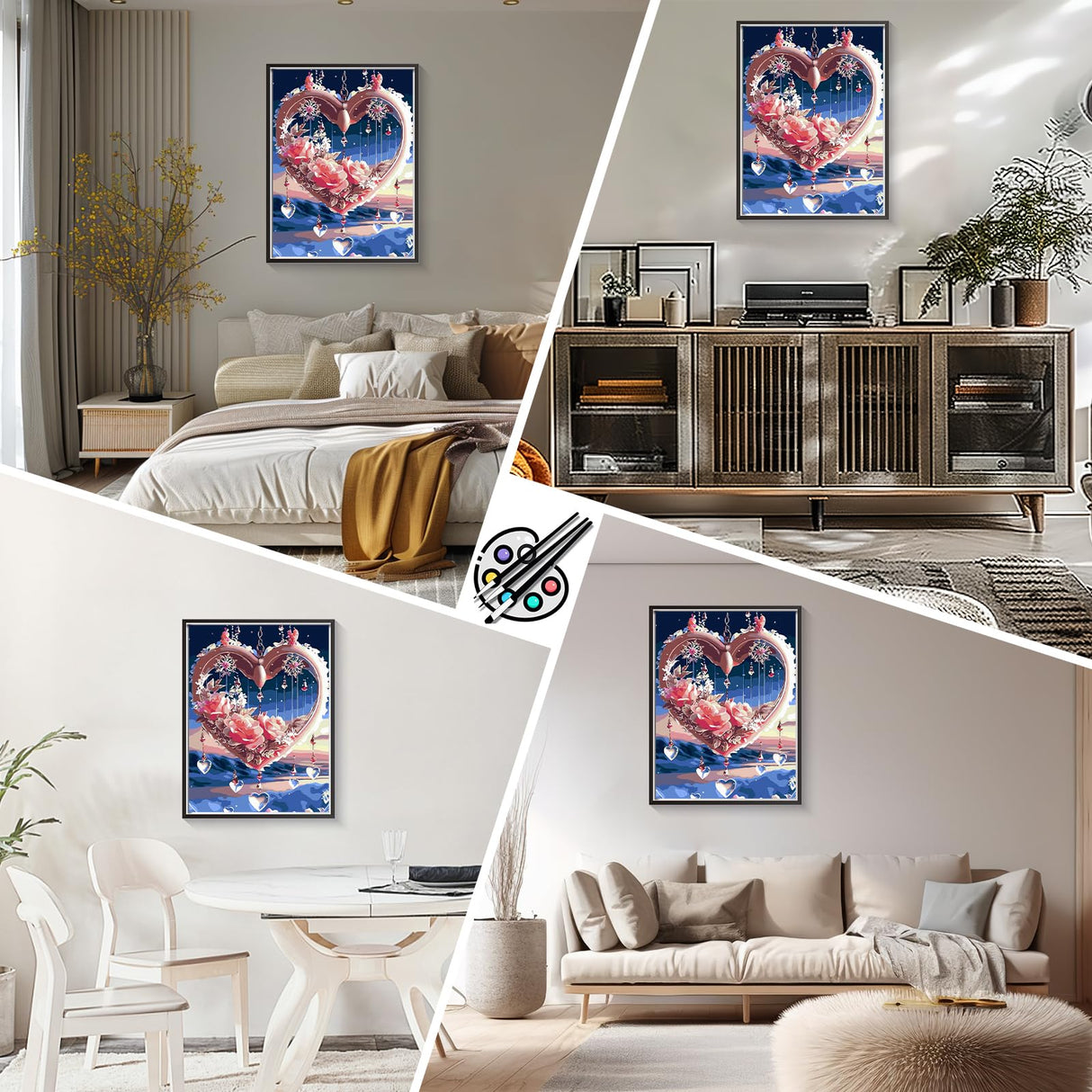 Lxmsja Heart Paint by Numbers Kit for Adults, Roses Acrylic Paint by Numbers for Adults Beginner, DIY Craft Supplies Oil Painting Kits for Home Wall Decor 12x16 inch (No Frame) Lxmsja