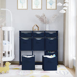 9 Cube Distressed Organizer with Drawers - Easy Assemble - Baby, Kids Dorm Room Organizer (Navy) NEATERIZE