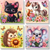 YarnWhimsy 4 Pack Paint by Numbers Kit for Kids with Frame- Animals Paint by Numbers for Kids Ages 4 8 12, Easy Horse Cat Hedgehog Koala DIY Acrylic Oil Painting Kits for Home Wall Decor(8X8inch) YarnWhimsy