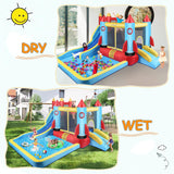 AKEYDIY Bounce House Water Slide Rocket Blast- 13X12ft Inflatable Water Slides Park for Kids 3-12, Large Adventure Water Park W/Pool,Climbing Wall,Bouncer Area/Water Bounce House for Kids Backyard AKEYDIY