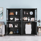 LISSIMO Metal Storage Cabinet with Glass Doors, Lockable Office Cabinet, 71" Tall Steel Cabinet with Adjustable Shelves for Home Office,School and Hospital (Black) LISSIMO