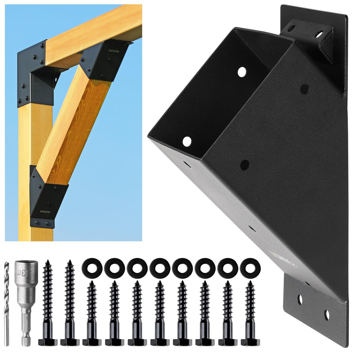 WOWACE 4pcs 45° Degree Angle Support Brackets, 4x4 (Actual 3.5''x3.5 ...