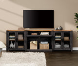 WAMPAT 2 in 1 TV Stand Set for 100 inch TV, Farmhouse Entertainment Center with 4 Mesh Door and Open Storage Shelves, Wood Media TV Console Table for Dining and Bedroom，Dark Walnut and Black WAMPAT